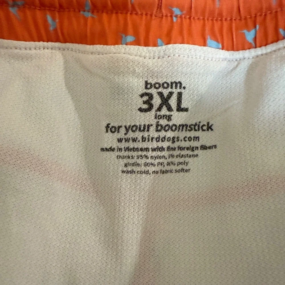 Birddogs Gym Shorts Mens 3XL Orange Bird Print Lined 9in Inseam Athletic